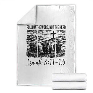 Follow the Word Not The Herd Throw Blanket Vintage Bible Verse Christian Country Highland Cow Boho TS10 White Print Your Wear