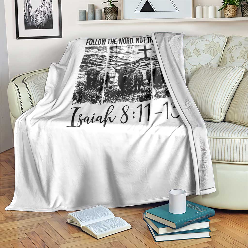 Follow the Word Not The Herd Throw Blanket Vintage Bible Verse Christian Country Highland Cow Boho TS10 Print Your Wear