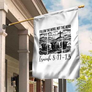 Follow the Word Not The Herd Garden Flag Vintage Bible Verse Christian Country Highland Cow Boho TS10 Print Your Wear