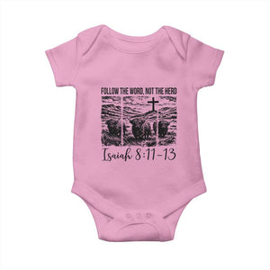 Follow the Word Not The Herd Baby Onesie Vintage Bible Verse Christian Country Highland Cow Boho TS10 Light Pink Print Your Wear