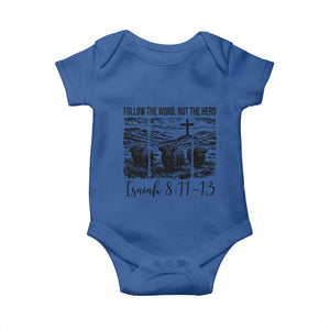 Follow the Word Not The Herd Baby Onesie Vintage Bible Verse Christian Country Highland Cow Boho TS10 Royal Blue Print Your Wear