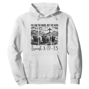 Follow the Word Not The Herd Hoodie Vintage Bible Verse Christian Country Highland Cow Boho TS10 White Print Your Wear