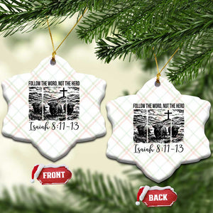 Follow the Word Not The Herd Ceramic Ornament Vintage Bible Verse Christian Country Highland Cow Boho TS10 Print Your Wear