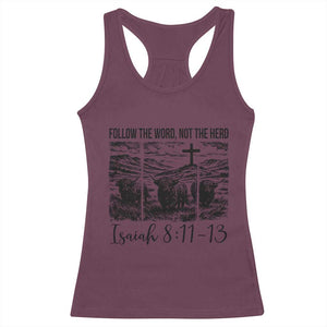 Follow the Word Not The Herd Racerback Tank Top Vintage Bible Verse Christian Country Highland Cow Boho TS10 Maroon Print Your Wear