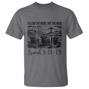 Follow the Word Not The Herd T Shirt Vintage Bible Verse Christian Country Highland Cow Boho TS10 Charcoal Print Your Wear