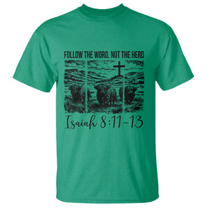 Follow the Word Not The Herd T Shirt Vintage Bible Verse Christian Country Highland Cow Boho TS10 Irish Green Print Your Wear