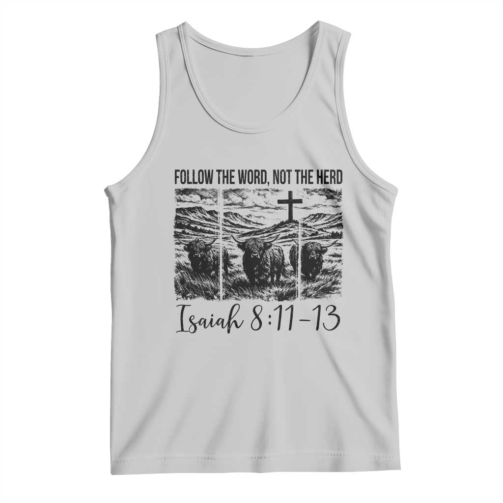 Follow the Word Not The Herd Tank Top Vintage Bible Verse Christian Country Highland Cow Boho TS10 Ash Print Your Wear