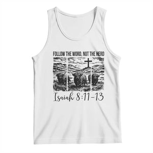 Follow the Word Not The Herd Tank Top Vintage Bible Verse Christian Country Highland Cow Boho TS10 White Print Your Wear