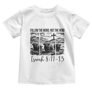 Follow the Word Not The Herd Toddler T Shirt Vintage Bible Verse Christian Country Highland Cow Boho TS10 White Print Your Wear
