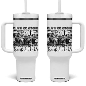 Follow the Word Not The Herd Tumbler With Handle Vintage Bible Verse Christian Country Highland Cow Boho TS10 One Size: 40 oz White Print Your Wear