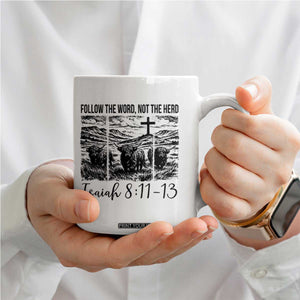Follow the Word Not The Herd Coffee Mug Vintage Bible Verse Christian Country Highland Cow Boho TS10 Print Your Wear