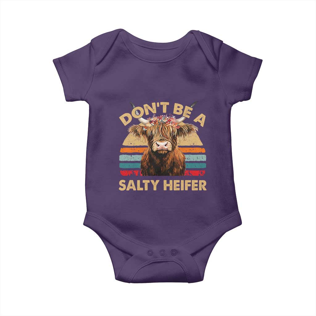 Highland Cow Baby Onesie Dont Be A Salty Heifer TS10 Purple Print Your Wear