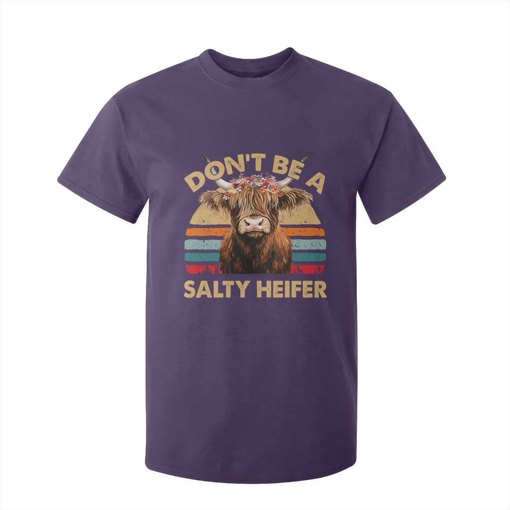 Highland Cow T Shirt For Kid Dont Be A Salty Heifer TS10 Purple Print Your Wear