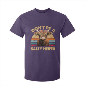 Highland Cow T Shirt For Kid Dont Be A Salty Heifer TS10 Purple Print Your Wear
