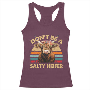 Highland Cow Racerback Tank Top Dont Be A Salty Heifer TS10 Maroon Print Your Wear