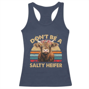 Highland Cow Racerback Tank Top Dont Be A Salty Heifer TS10 Navy Print Your Wear