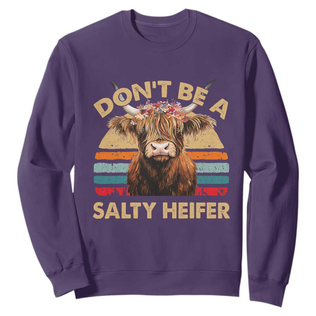 Highland Cow Sweatshirt Dont Be A Salty Heifer TS10 Purple Print Your Wear