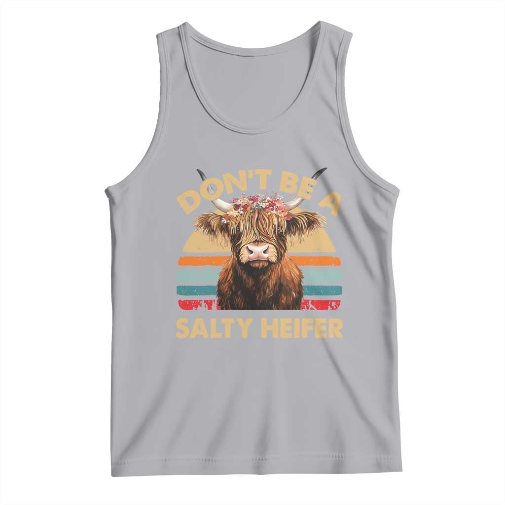 Highland Cow Tank Top Dont Be A Salty Heifer TS10 Athletic Heather Print Your Wear