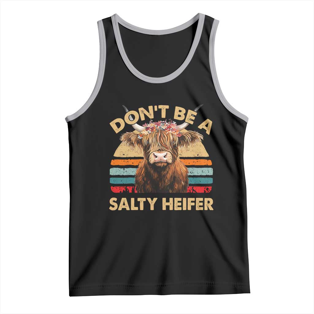 Highland Cow Tank Top Dont Be A Salty Heifer TS10 Black Athletic Heather Print Your Wear