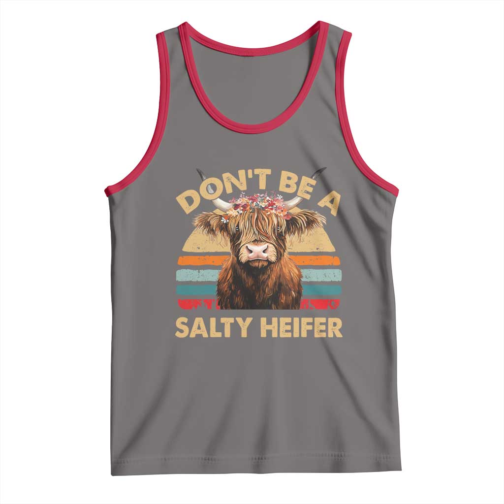 Highland Cow Tank Top Dont Be A Salty Heifer TS10 Deep Heather Red Print Your Wear