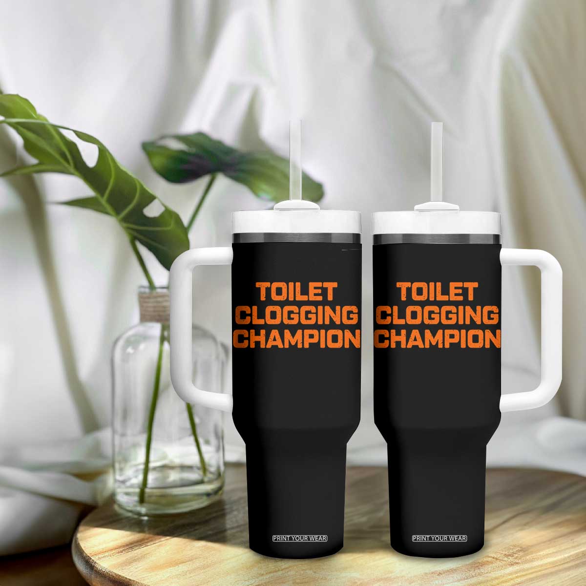Toilet Clogging Champion Tumbler With Handle Funny Dirty Saying TS10 Print Your Wear