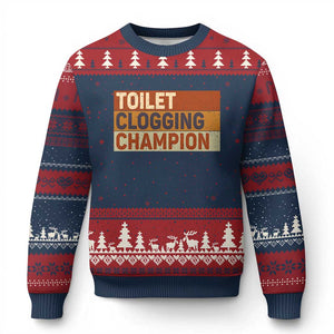 Toilet Clogging Champion Ugly Christmas Sweater TS10 Navy Red Print Your Wear