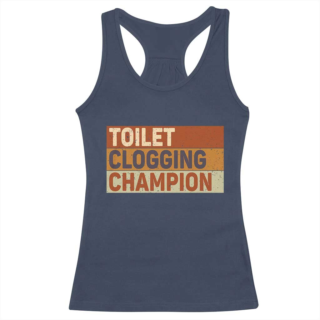 Toilet Clogging Champion Racerback Tank Top TS10 Navy Print Your Wear