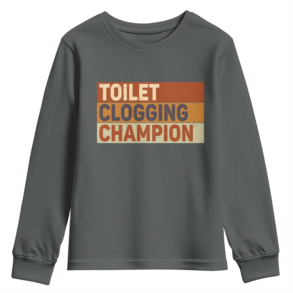 Toilet Clogging Champion Youth Sweatshirt TS10 Dark Heather Print Your Wear