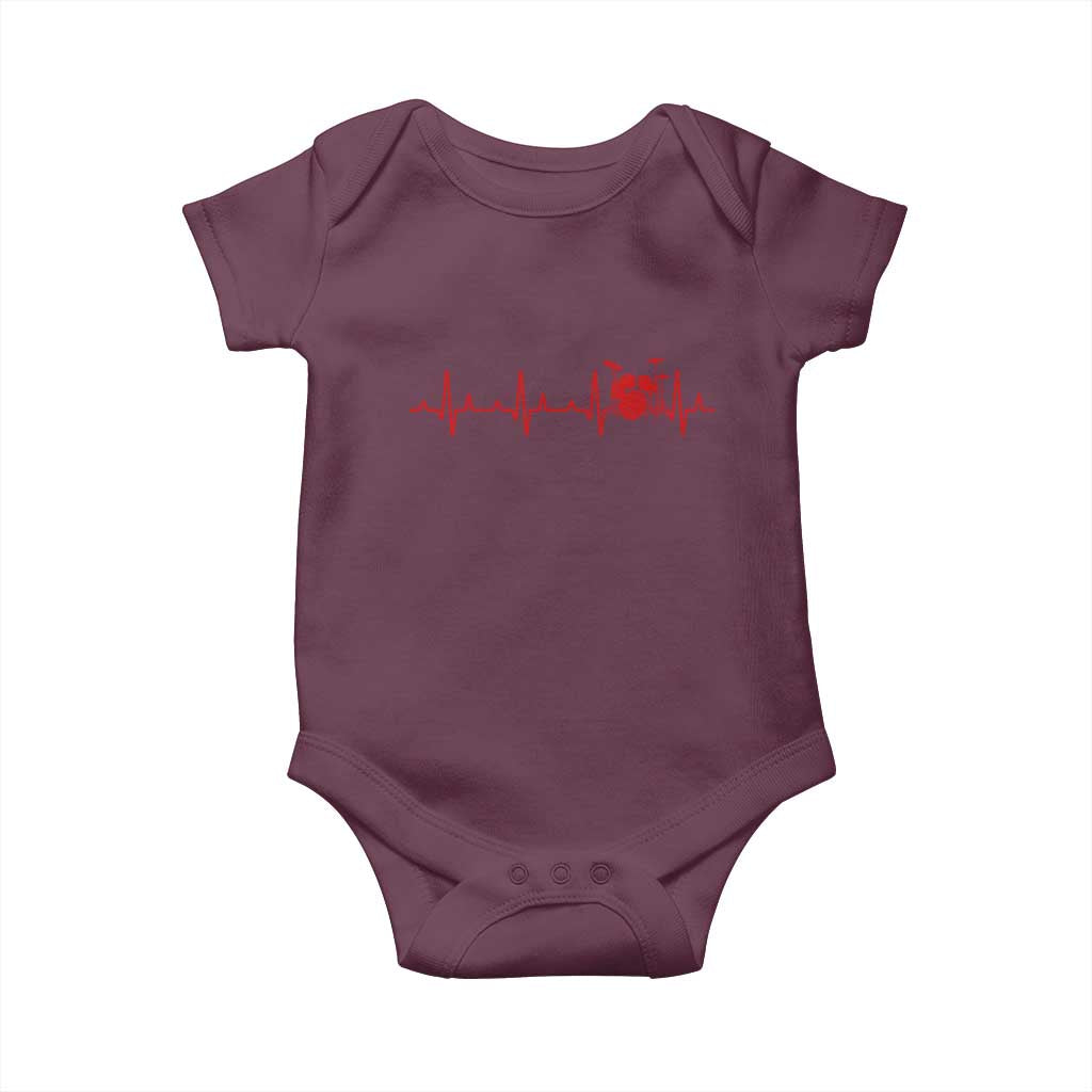 Drums Heartbeat Baby Onesie Drummer Percussionist TS10 Maroon Print Your Wear
