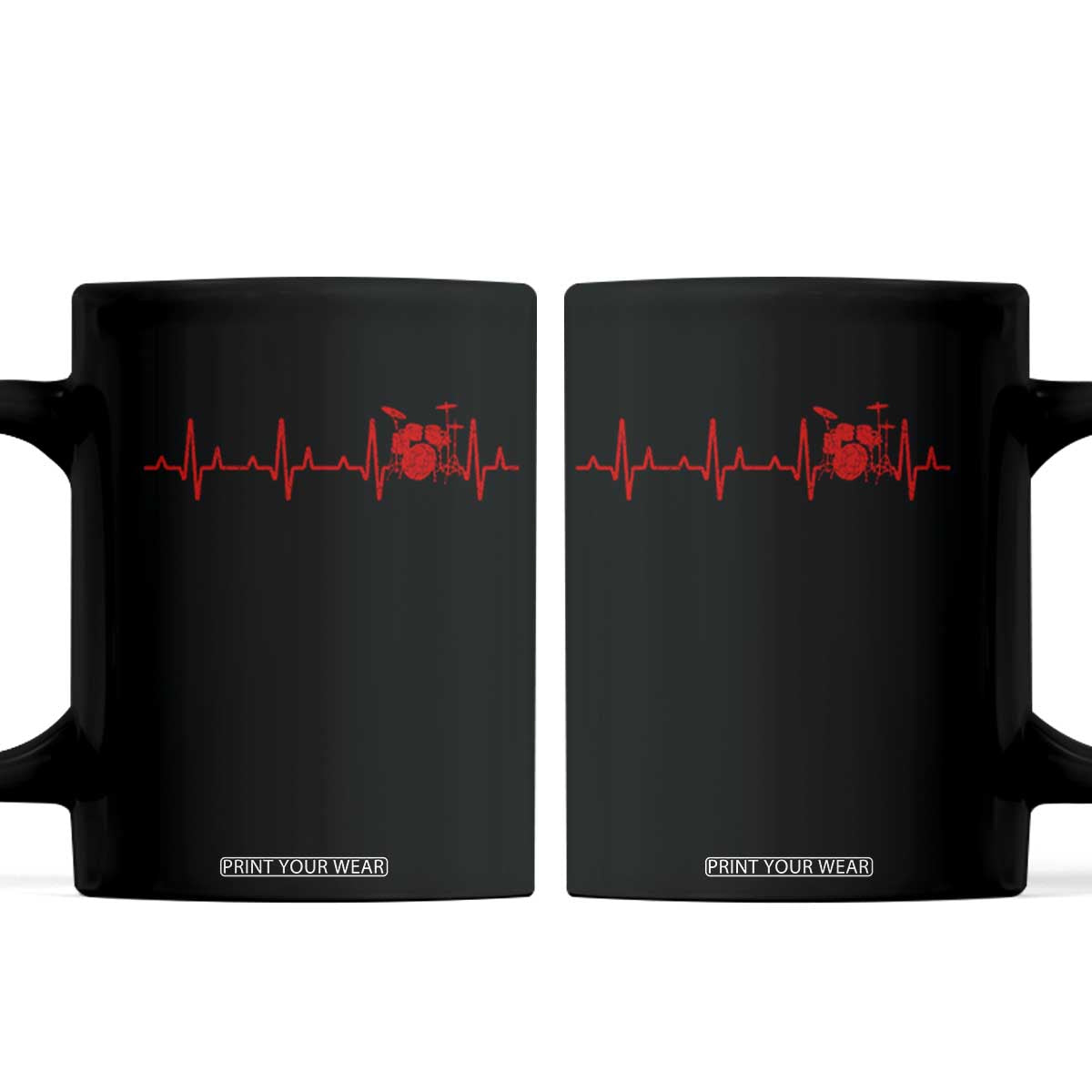 Drums Heartbeat Coffee Mug Drummer Percussionist TS10 Black Print Your Wear