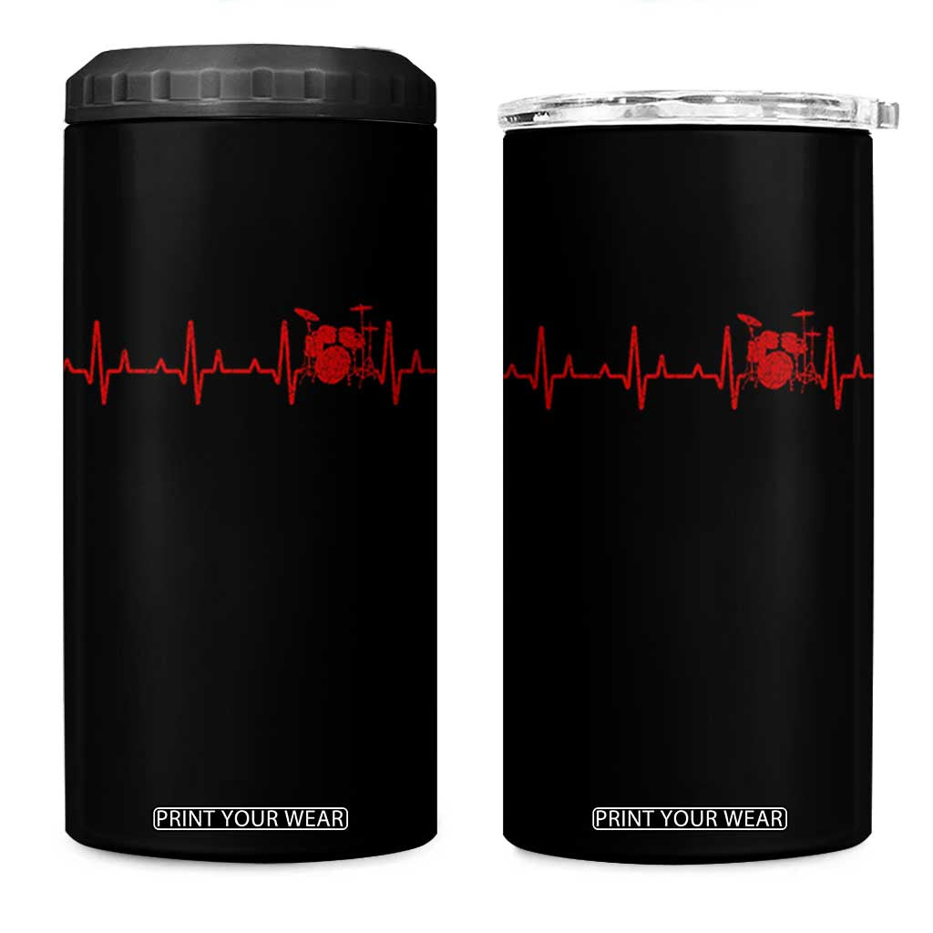 Drums Heartbeat 4 in 1 Can Cooler Tumbler Drummer Percussionist TS10 One Size: 16 oz Black Print Your Wear
