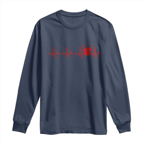 Drums Heartbeat Long Sleeve Shirt Drummer Percussionist TS10 Navy Print Your Wear