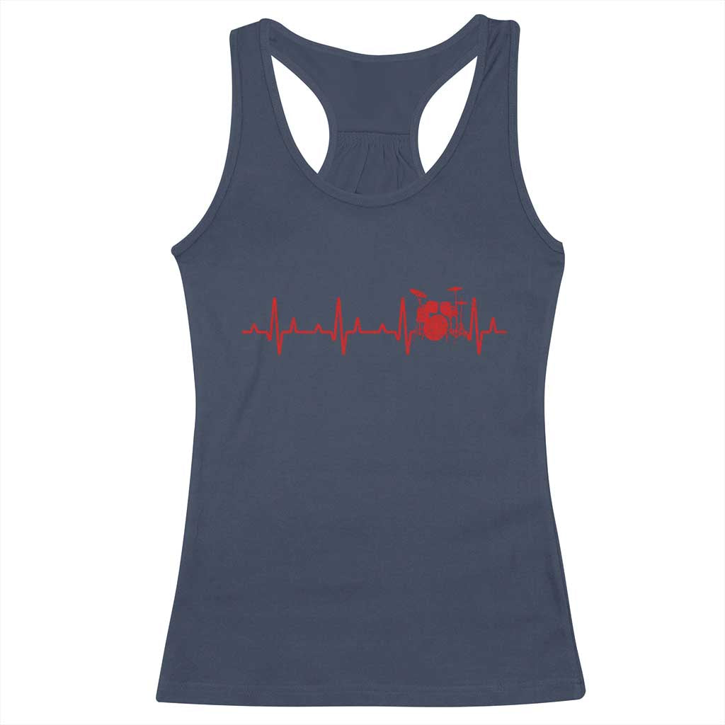 Drums Heartbeat Racerback Tank Top Drummer Percussionist TS10 Navy Print Your Wear