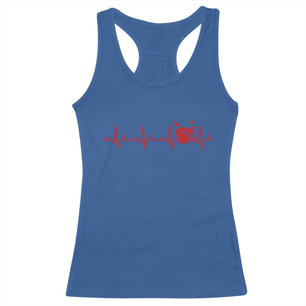 Drums Heartbeat Racerback Tank Top Drummer Percussionist TS10 Royal Blue Print Your Wear