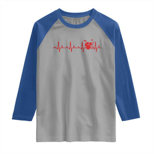 Drums Heartbeat Raglan Shirt - Drummer Percussionist Music Lover Baseball Tee TS10 Sport Gray Royal Print Your Wear