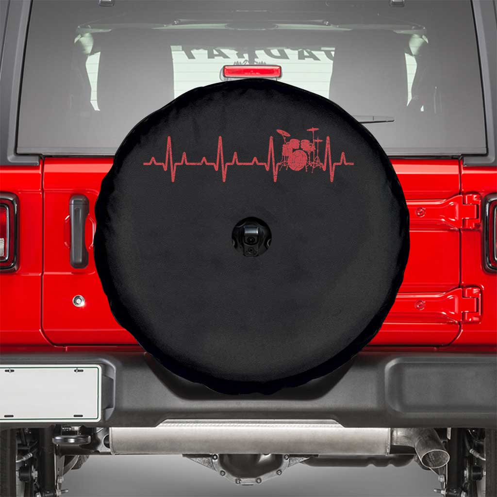 Drums Heartbeat Spare Tire Cover Drummer Percussionist TS10 Black Print Your Wear