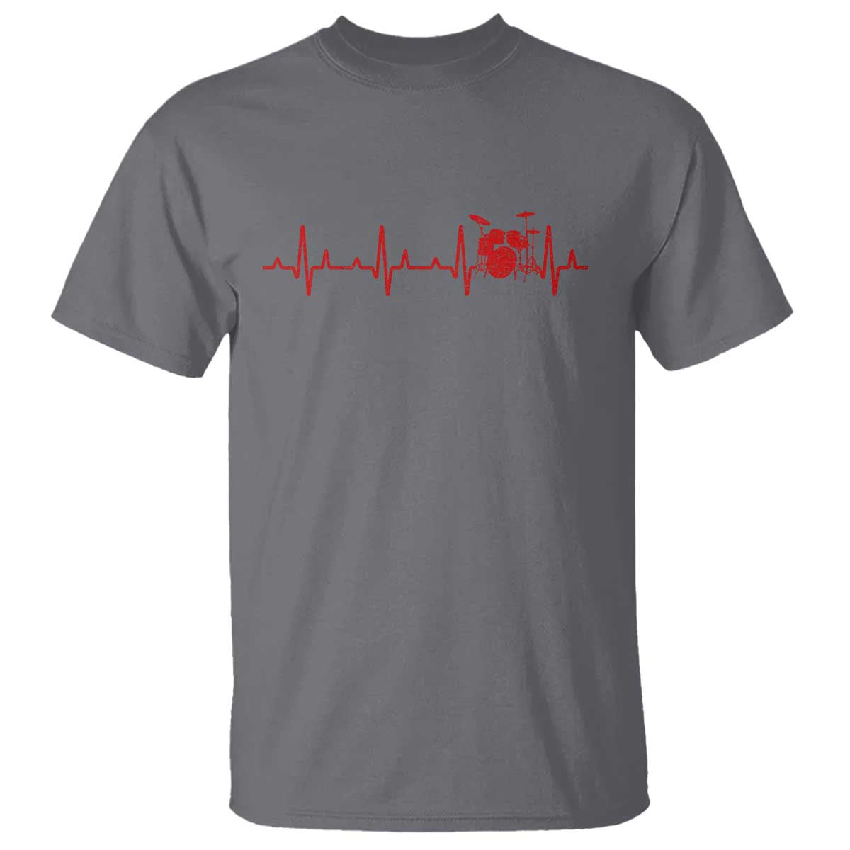 Drums Heartbeat T Shirt Drummer Percussionist TS10 Charcoal Print Your Wear