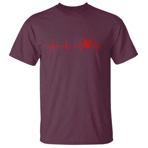 Drums Heartbeat T Shirt Drummer Percussionist TS10 Maroon Print Your Wear
