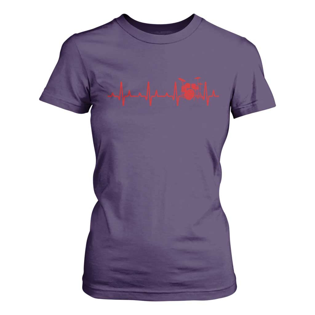 Drums Heartbeat T Shirt For Women Drummer Percussionist TS10 Purple Print Your Wear