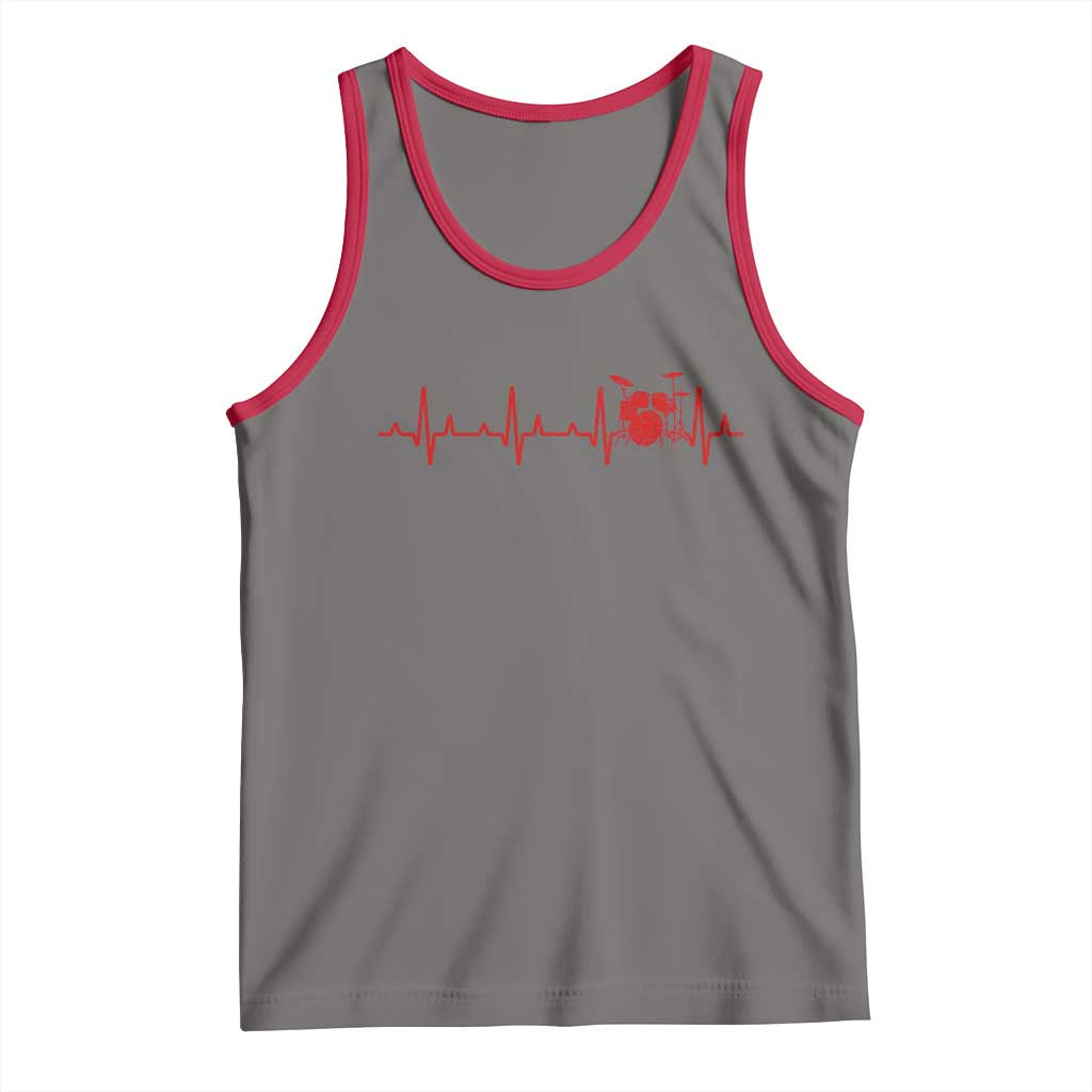 Drums Heartbeat Tank Top Drummer Percussionist TS10 Deep Heather Red Print Your Wear