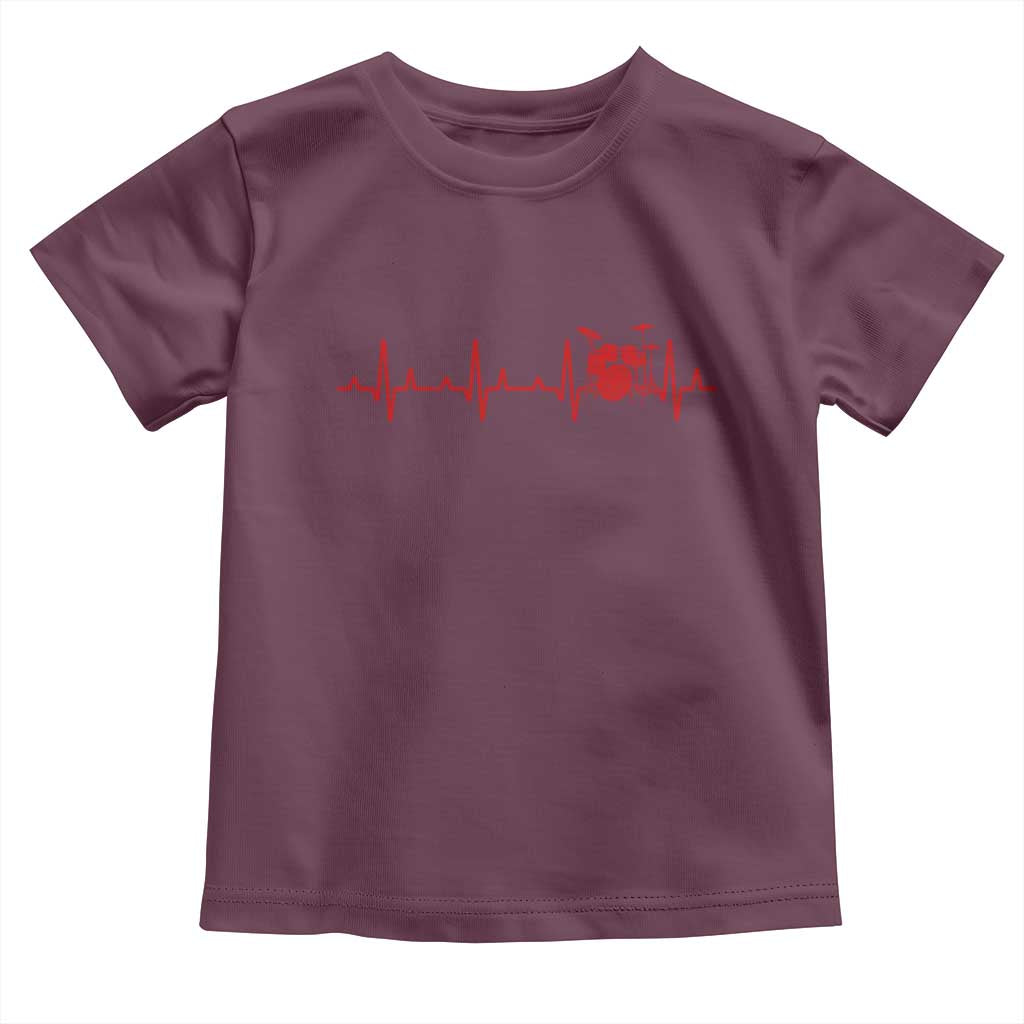 Drums Heartbeat Toddler T Shirt Drummer Percussionist TS10 Maroon Print Your Wear