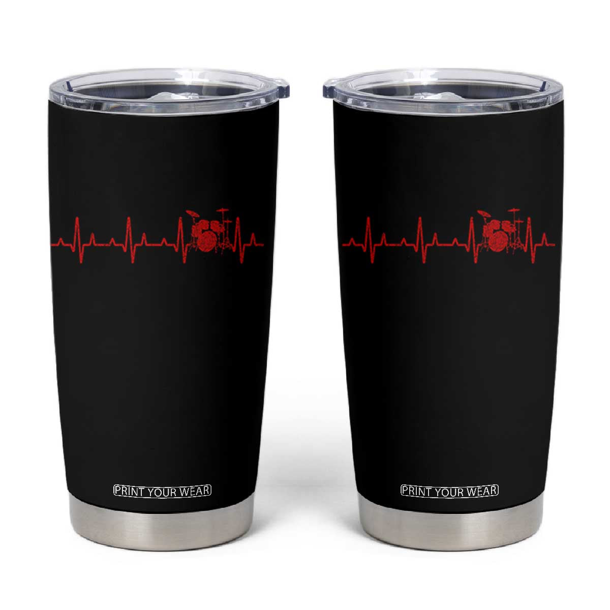 Drums Heartbeat Tumbler Cup Drummer Percussionist TS10 Black Print Your Wear