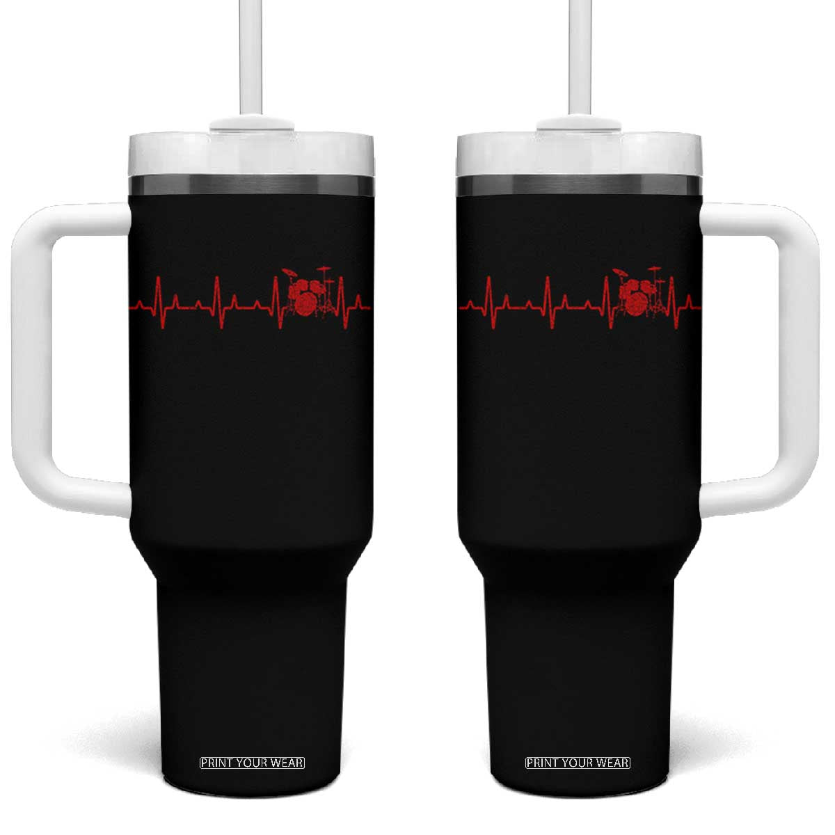 Drums Heartbeat Tumbler With Handle Drummer Percussionist TS10 One Size: 40 oz Black Print Your Wear