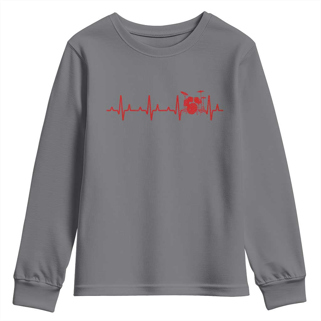 Drums Heartbeat Youth Sweatshirt Drummer Percussionist TS10 Charcoal Print Your Wear