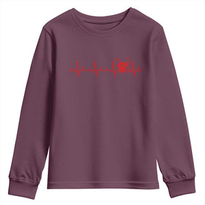 Drums Heartbeat Youth Sweatshirt Drummer Percussionist TS10 Maroon Print Your Wear