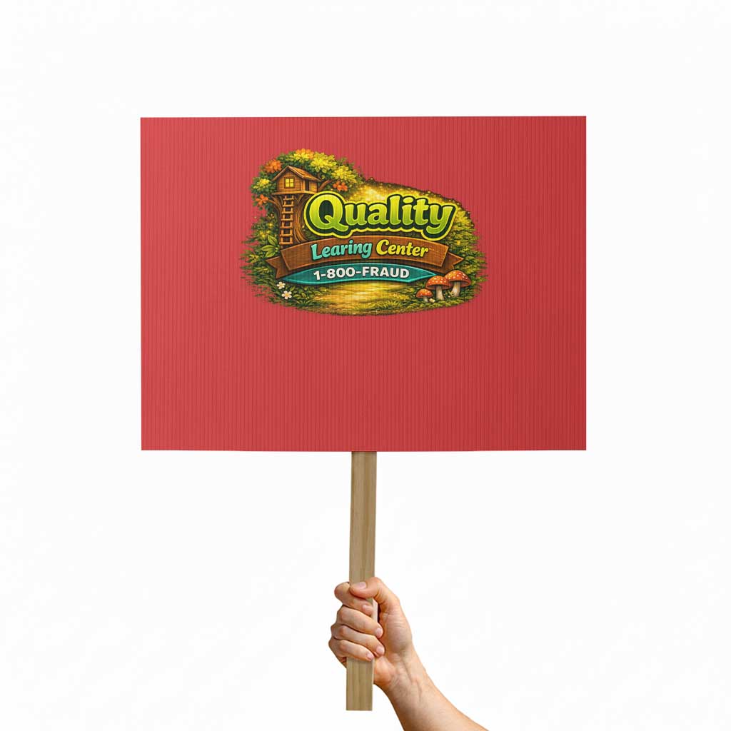 Quality Learing Center Protest Sign Funny Childcare Day Care TS10 Horizontal 18