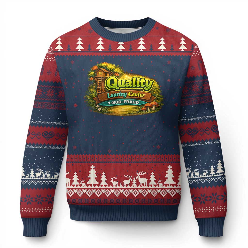 Quality Learing Center Ugly Christmas Sweater Funny Childcare Day Care TS10 Navy Red Print Your Wear