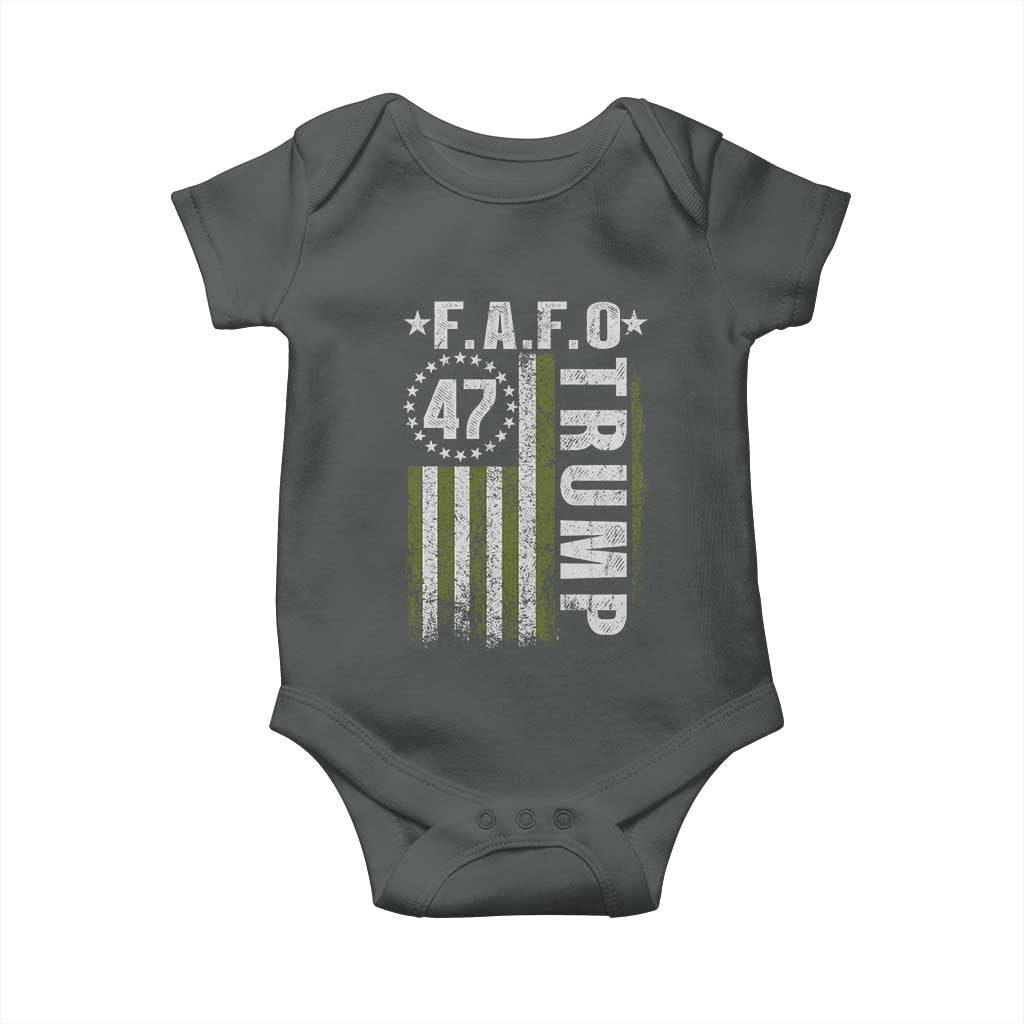 Funny Fafo Baby Onesie President 47 FDT American Flag TS10 Dark Heather Print Your Wear