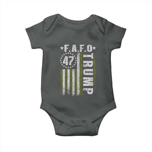Funny Fafo Baby Onesie President 47 FDT American Flag TS10 Dark Heather Print Your Wear