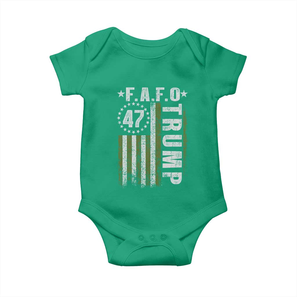 Funny Fafo Baby Onesie President 47 FDT American Flag TS10 Irish Green Print Your Wear